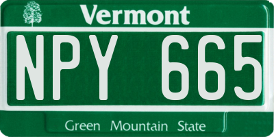 VT license plate NPY665