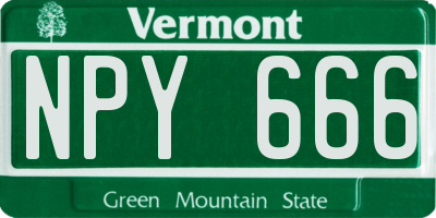 VT license plate NPY666