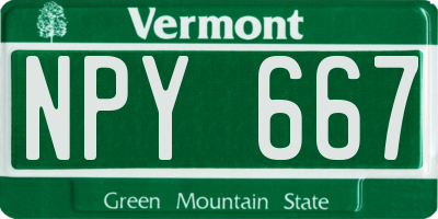 VT license plate NPY667