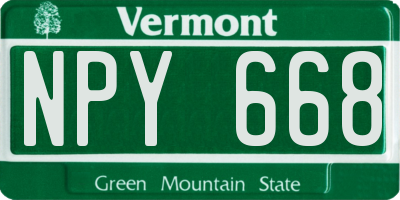 VT license plate NPY668