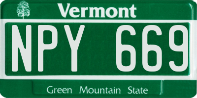 VT license plate NPY669
