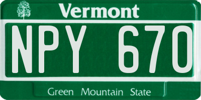 VT license plate NPY670