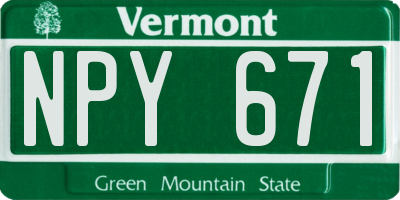 VT license plate NPY671