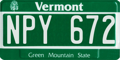 VT license plate NPY672