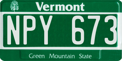 VT license plate NPY673