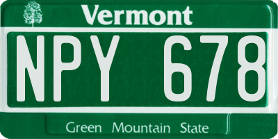 VT license plate NPY678