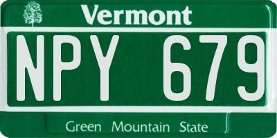 VT license plate NPY679