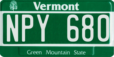 VT license plate NPY680