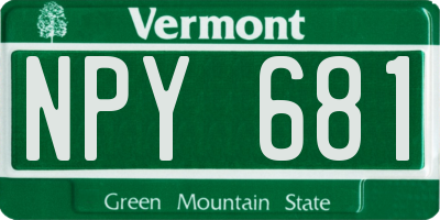 VT license plate NPY681