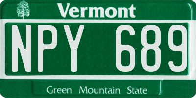 VT license plate NPY689