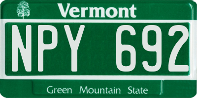 VT license plate NPY692