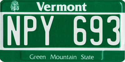 VT license plate NPY693