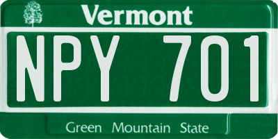 VT license plate NPY701