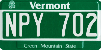 VT license plate NPY702
