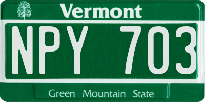 VT license plate NPY703