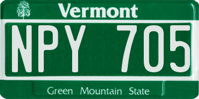 VT license plate NPY705