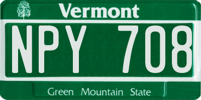 VT license plate NPY708