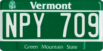 VT license plate NPY709