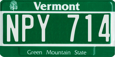 VT license plate NPY714