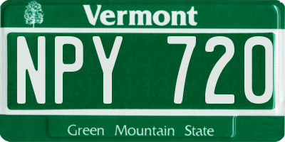 VT license plate NPY720