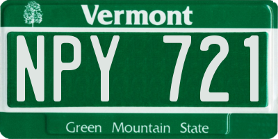 VT license plate NPY721