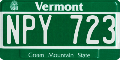 VT license plate NPY723