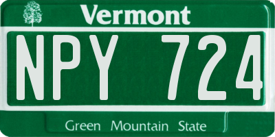 VT license plate NPY724