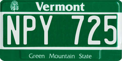 VT license plate NPY725