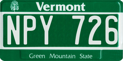 VT license plate NPY726
