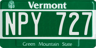 VT license plate NPY727