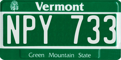 VT license plate NPY733