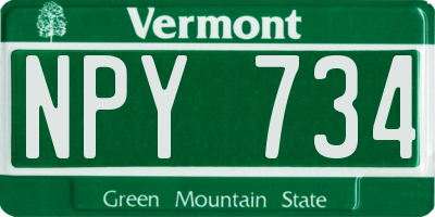 VT license plate NPY734