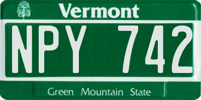 VT license plate NPY742