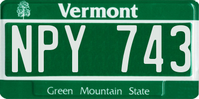 VT license plate NPY743