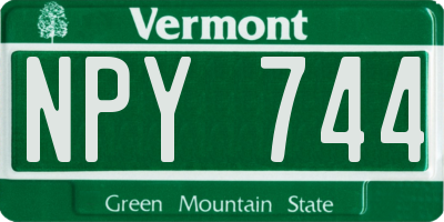 VT license plate NPY744