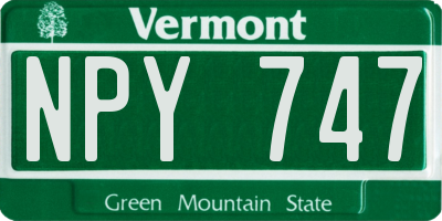 VT license plate NPY747