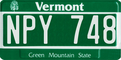 VT license plate NPY748
