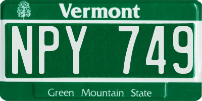 VT license plate NPY749