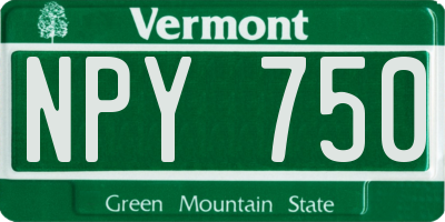 VT license plate NPY750