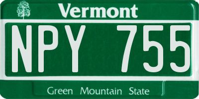 VT license plate NPY755