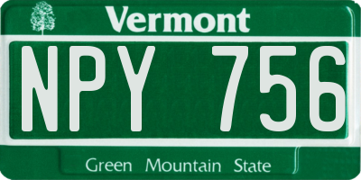 VT license plate NPY756