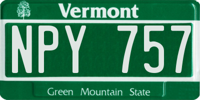VT license plate NPY757