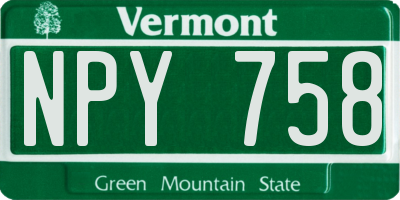 VT license plate NPY758
