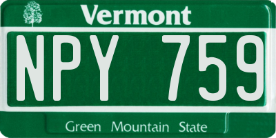 VT license plate NPY759