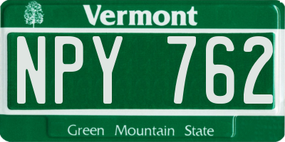 VT license plate NPY762