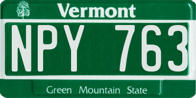 VT license plate NPY763
