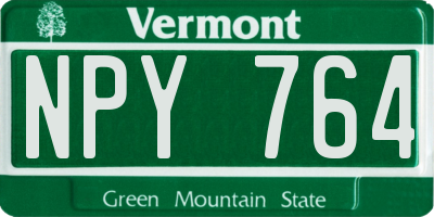 VT license plate NPY764