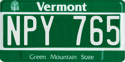 VT license plate NPY765