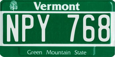 VT license plate NPY768