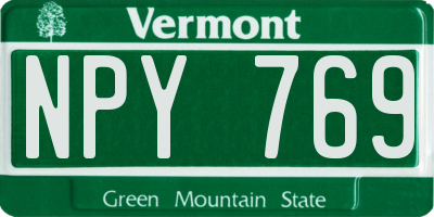 VT license plate NPY769